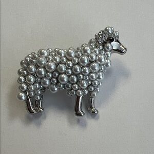 Silver and Pearl Sheep Brooch